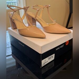 Nine West Nude Patent Heels with box